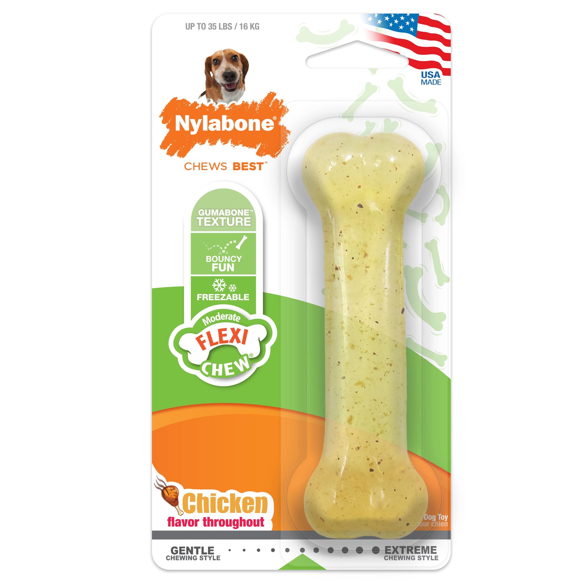 Nylabone Moderate Chew Chicken Chew Dog Toy Chicken, Medium/Wolf up to
