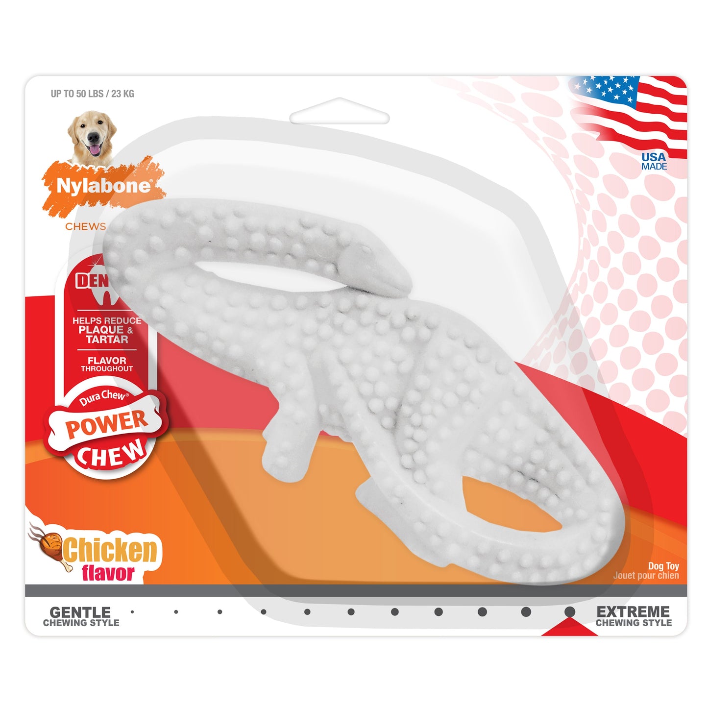 Nylabone Power Chew Dental Dinosaur Dog Toy Chicken, White, 50 lb 1 ct, view 8