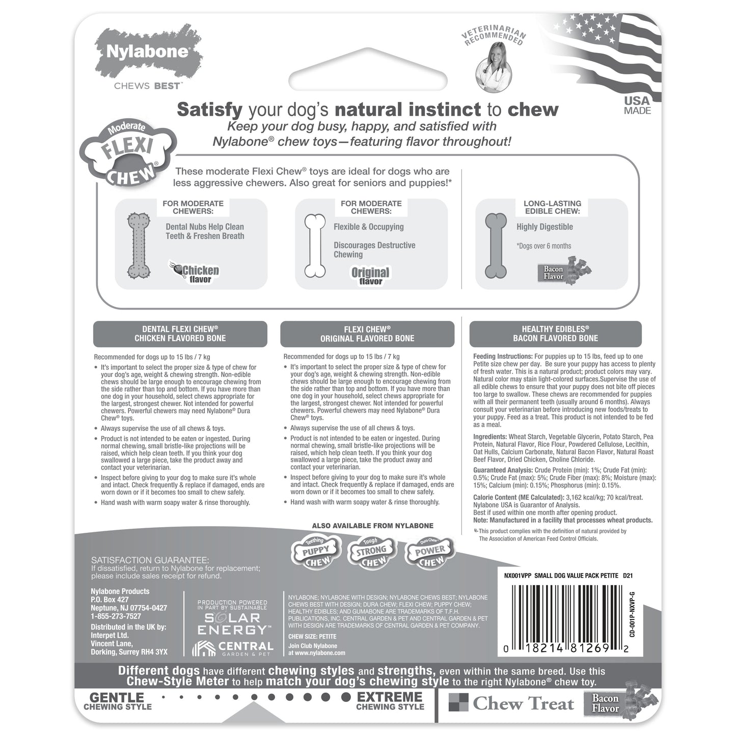 Nylabone Healthy Edibles and Flexi Dog Chew Value Pack Chicken Bacon, view 8