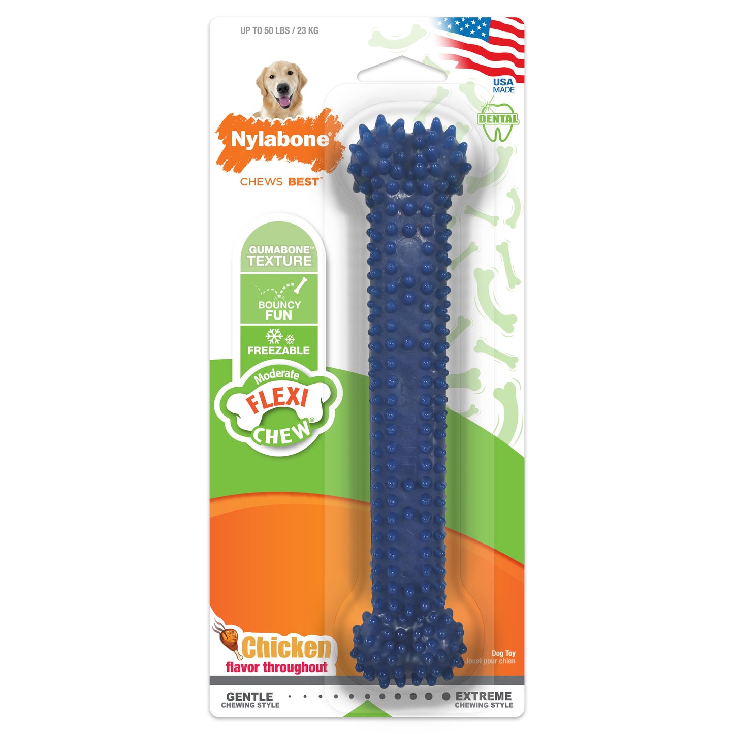 Nylabone Moderate Chew Textured Dog Dental Chew Dog Toy Chicken