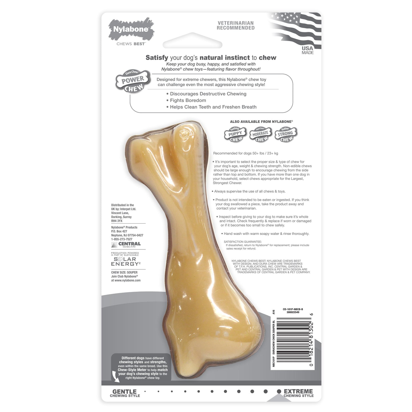 Nylabone Power Chew Femur Bone BIG Dog Chew Toy Chicken, view 8