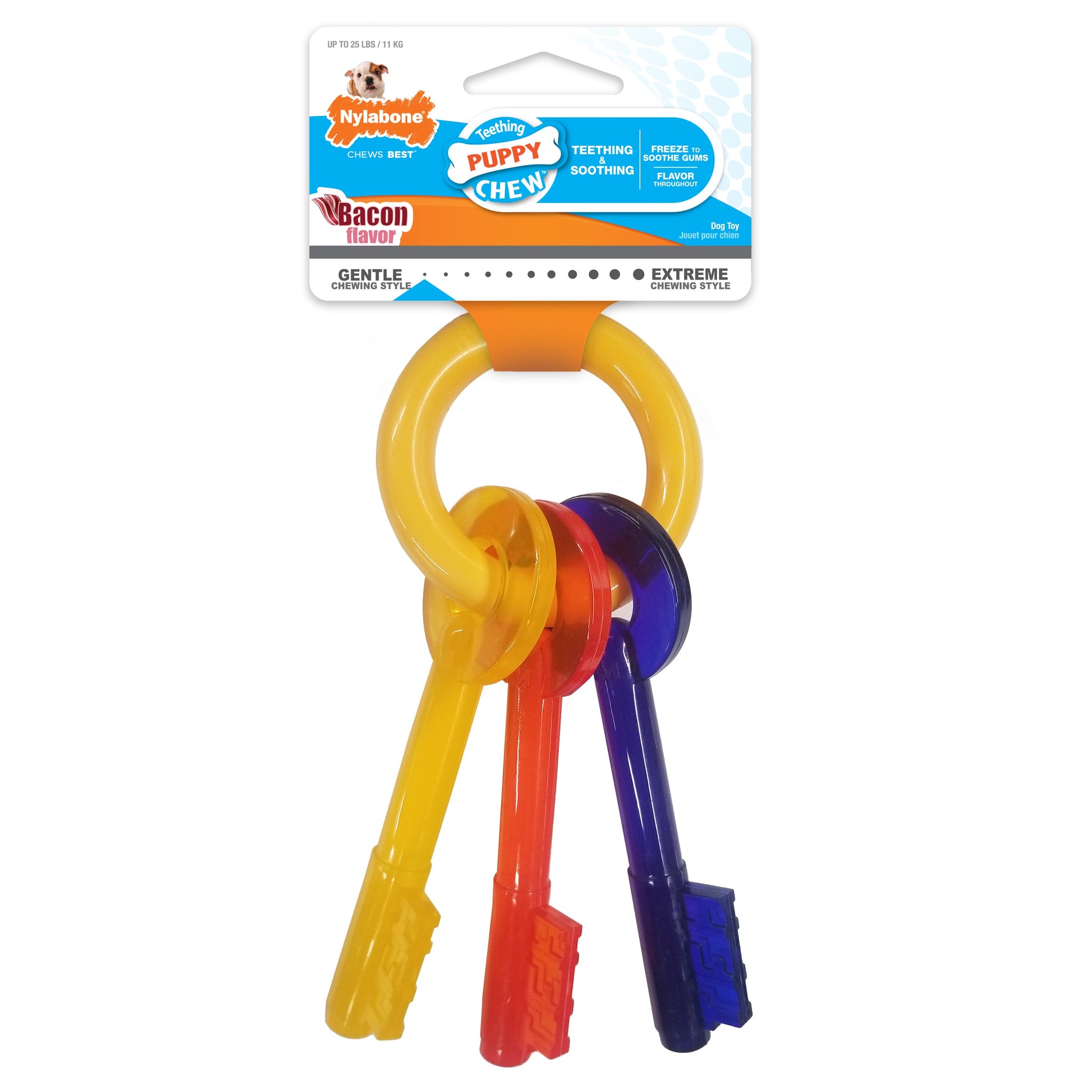 Nylabone Just for Puppies Teething Chew Dog Toy Keys Bacon
