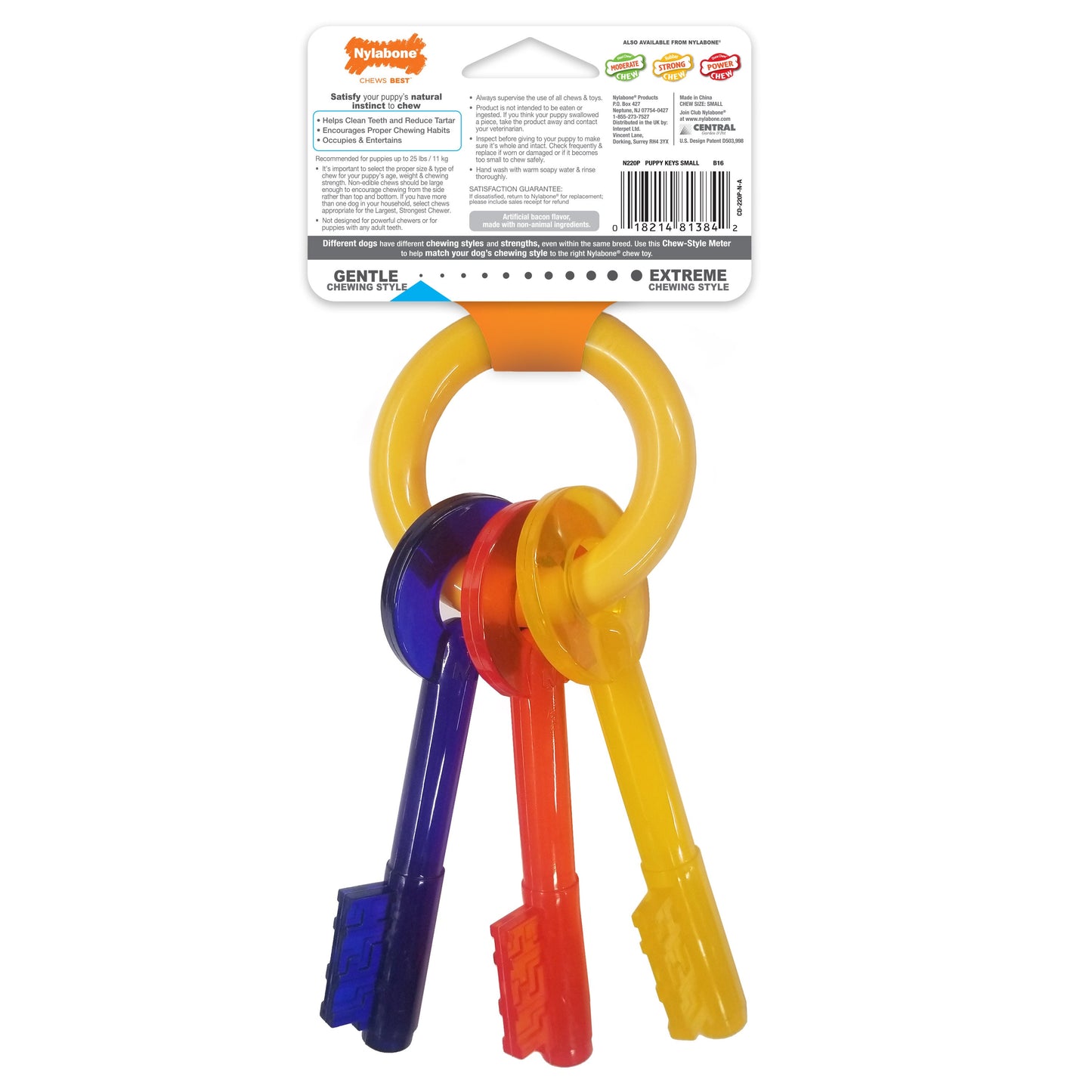 Nylabone Just for Puppies Teething Chew Dog Toy Keys Bacon, view 8