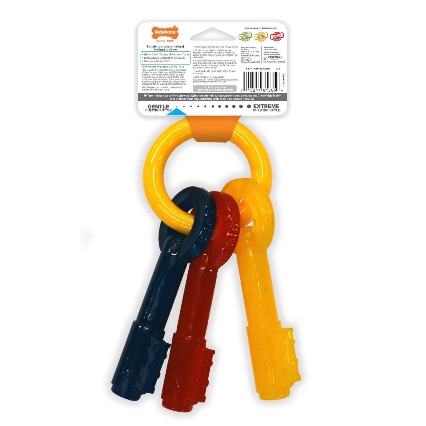 Nylabone Just for Puppies Teething Chew Dog Toy Keys Bacon, view 8