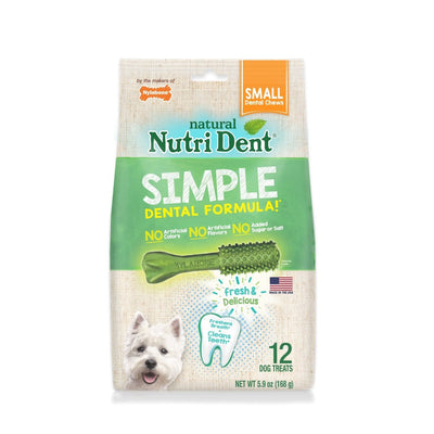 Nylabone Nutri Dent SIMPLE Natural Dental Fresh Breath Flavored Dog Chew Treats Small, 12 ct - Pets Perfect