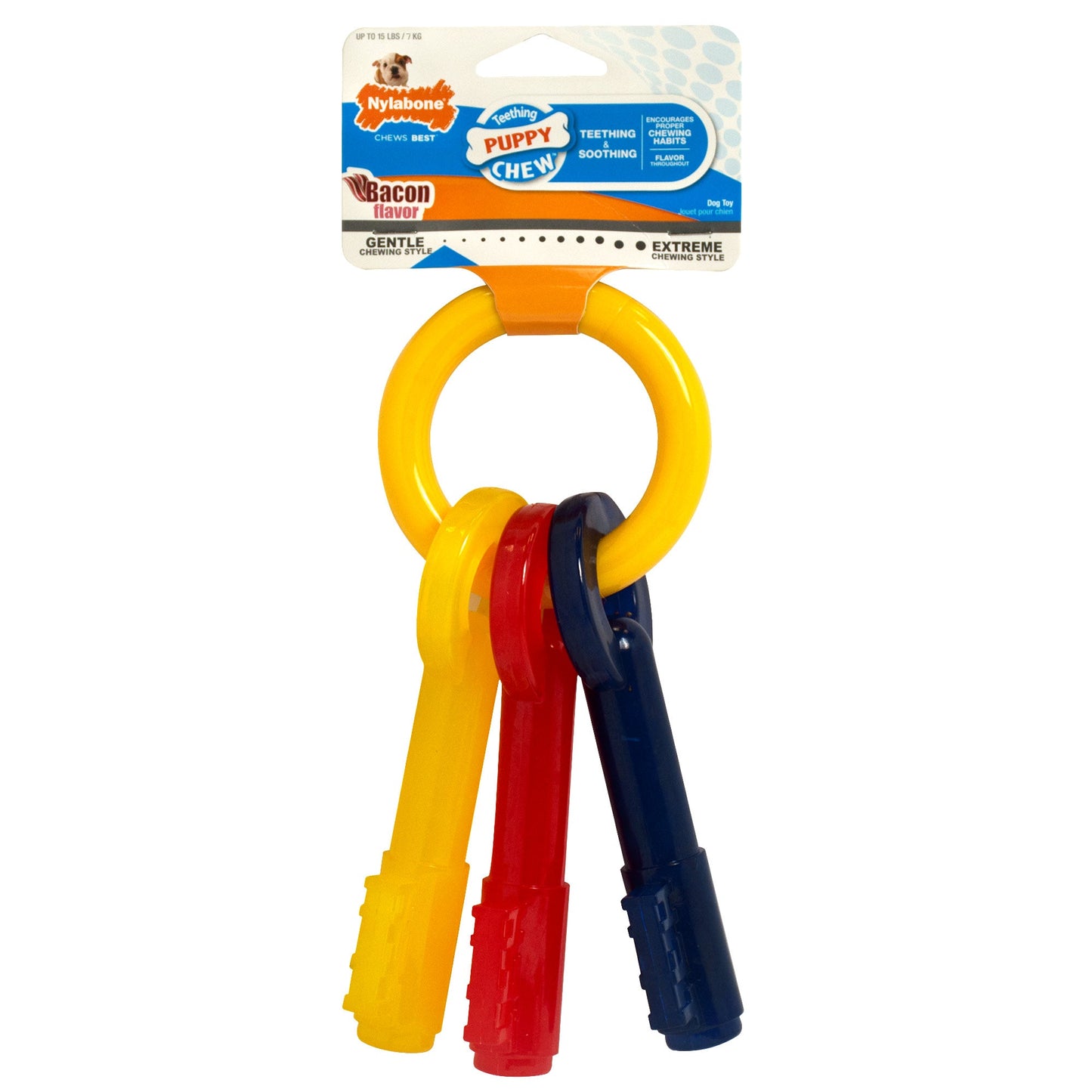 Nylabone Just for Puppies Teething Chew Dog Toy Keys Bacon, 15 lb 1 ct