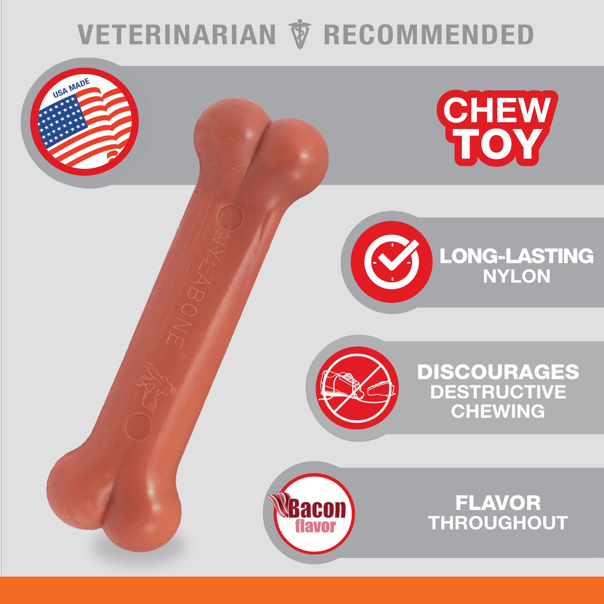 Nylabone Power Chew Dog Toy Bacon, Small/Regular up to 25 lb. 1 ct, view 2