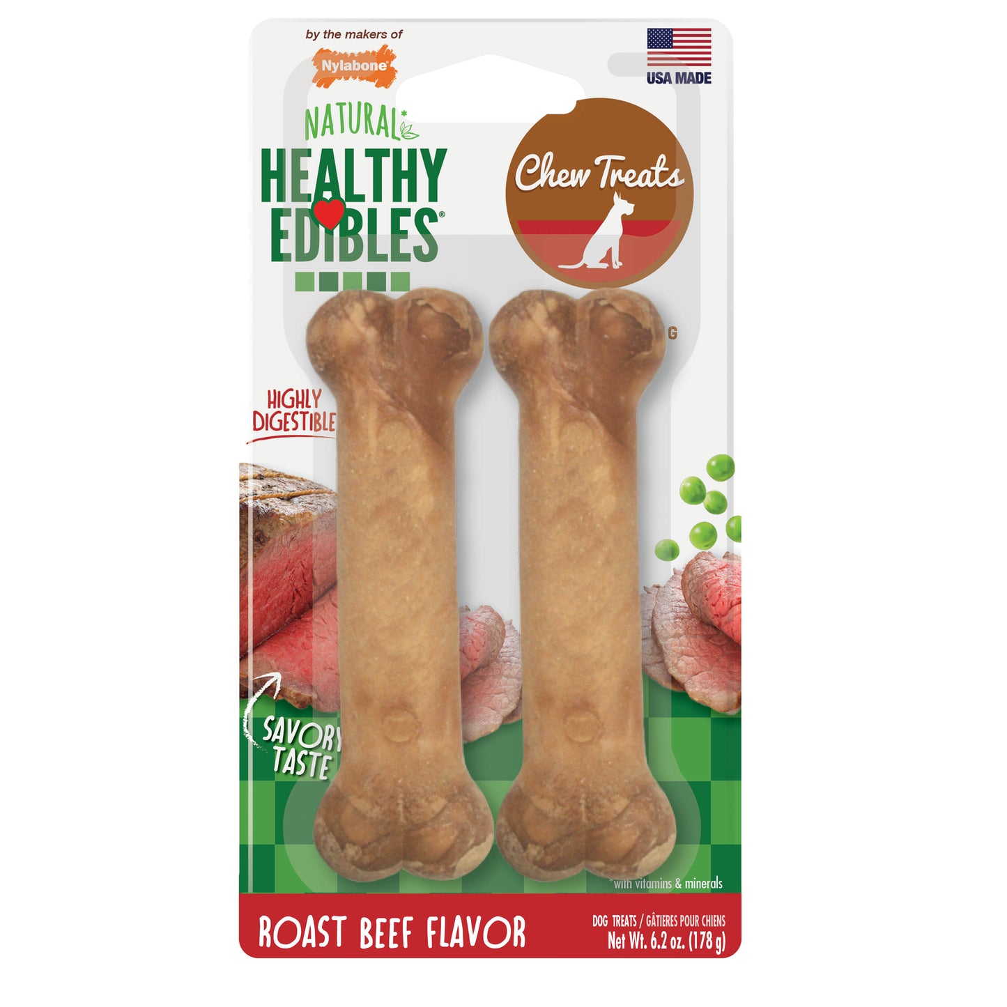 Nylabone Healthy Edibles All-Natural Long Lasting Dog Chew Treats 2 ct