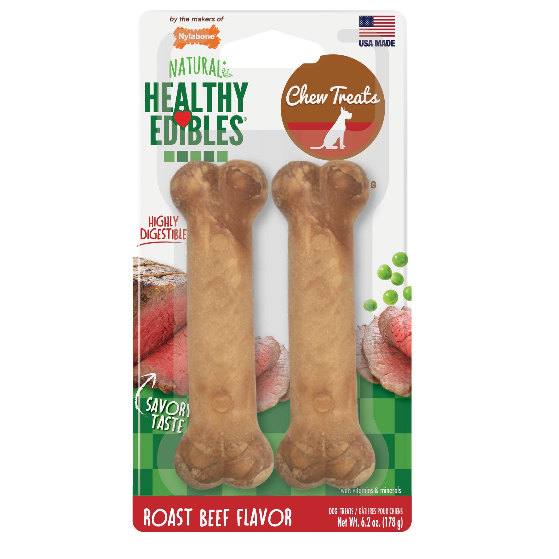 Nylabone Healthy Edibles All-Natural Long Lasting Dog Chew Treats 2 ct