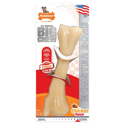 Nylabone Power Chew Monster Bone Big Dog Chew Toy Chicken, XX-Large/Monster 50 lb. 1 ct - Pets Perfect