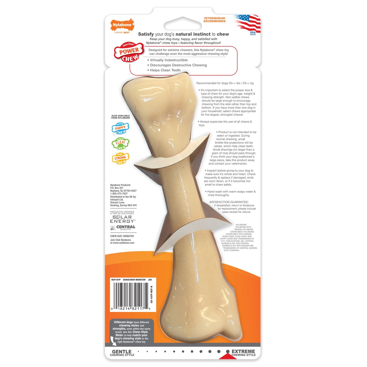 Nylabone Power Chew Monster Bone Big Dog Chew Toy Chicken, view 7