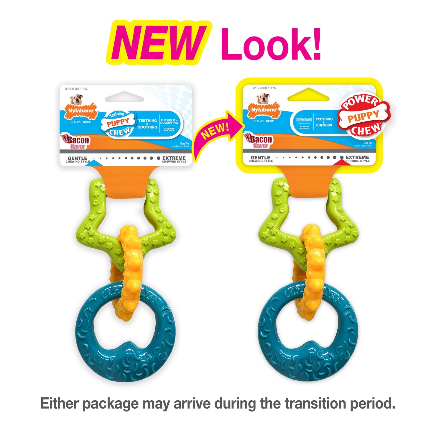 Nylabone Puppy Power Dog Chew Puppy Teething Rings Bacon, view 8