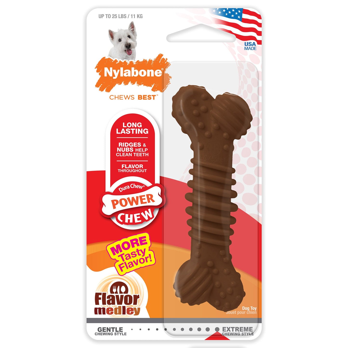 Nylabone Flavor Frenzy Power Chew Durable Dog Chew Toy Flavor Medley