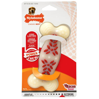 Nylabone Power Chew Action Ridges Chew Dog Toy Bacon Medium/Wolf, up to 35 lb - Pets Perfect