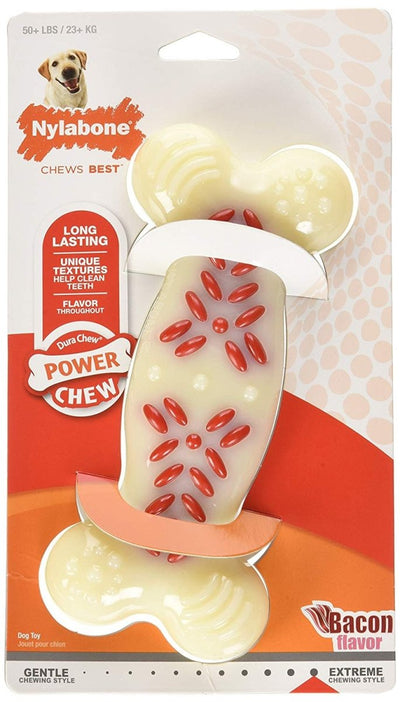 Nylabone Power Chew Action Ridges Chew Dog Toy Bacon, X-Large/Souper, 50 lb 1 ct - Pets Perfect