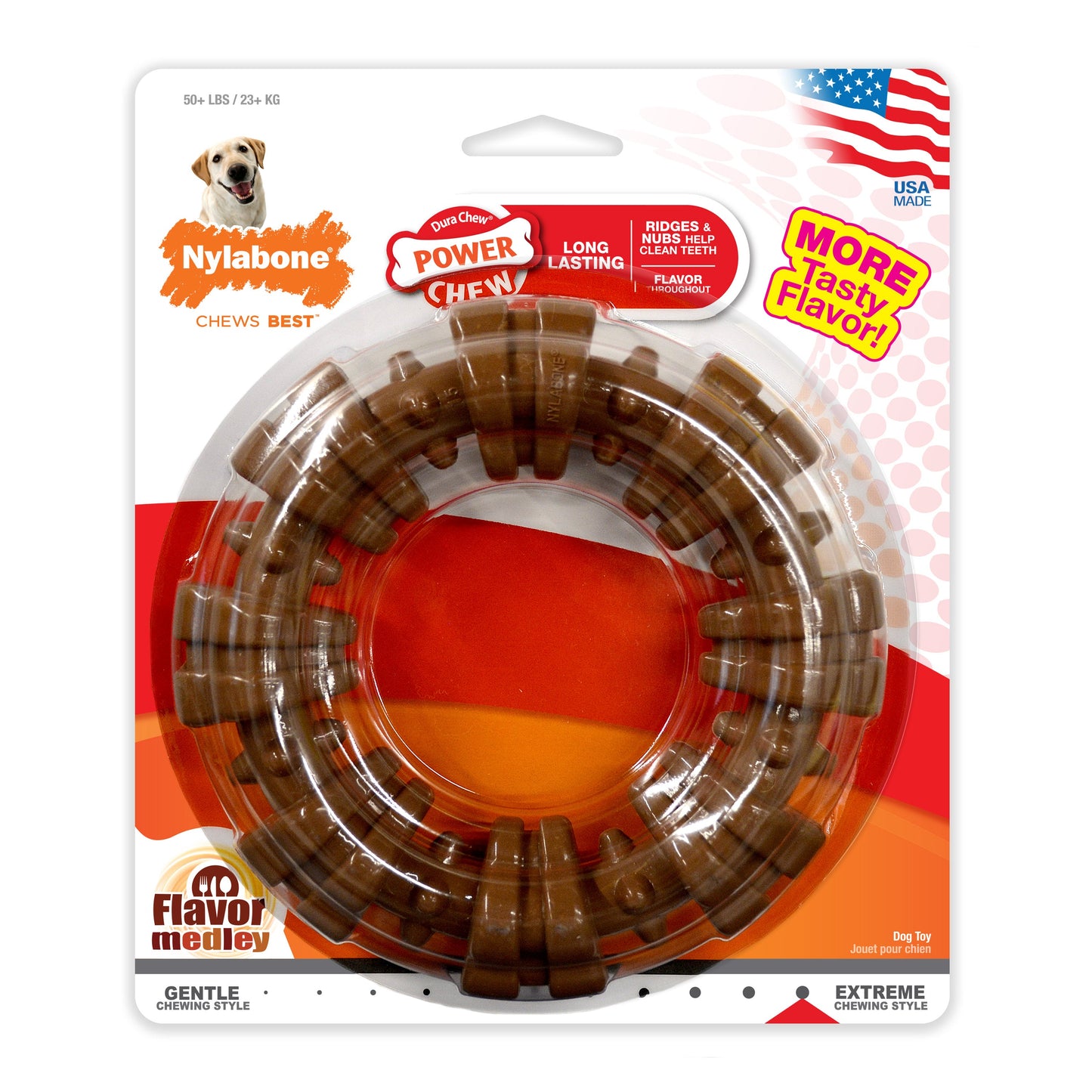 Nylabone Power Chew Textured Dog Ring Dog Toy Flavor Medley