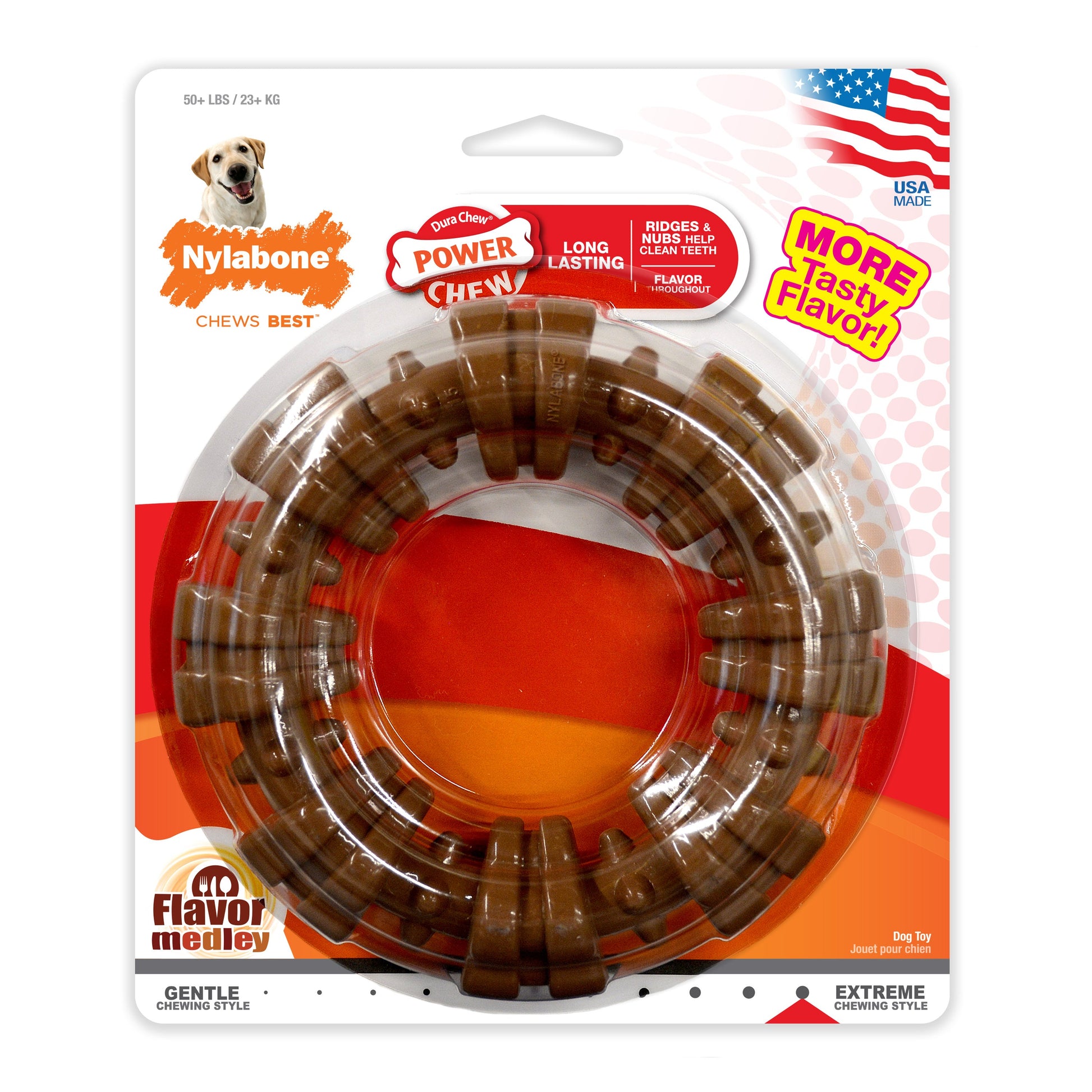 Nylabone Power Chew Textured Dog Ring Dog Toy Flavor Medley