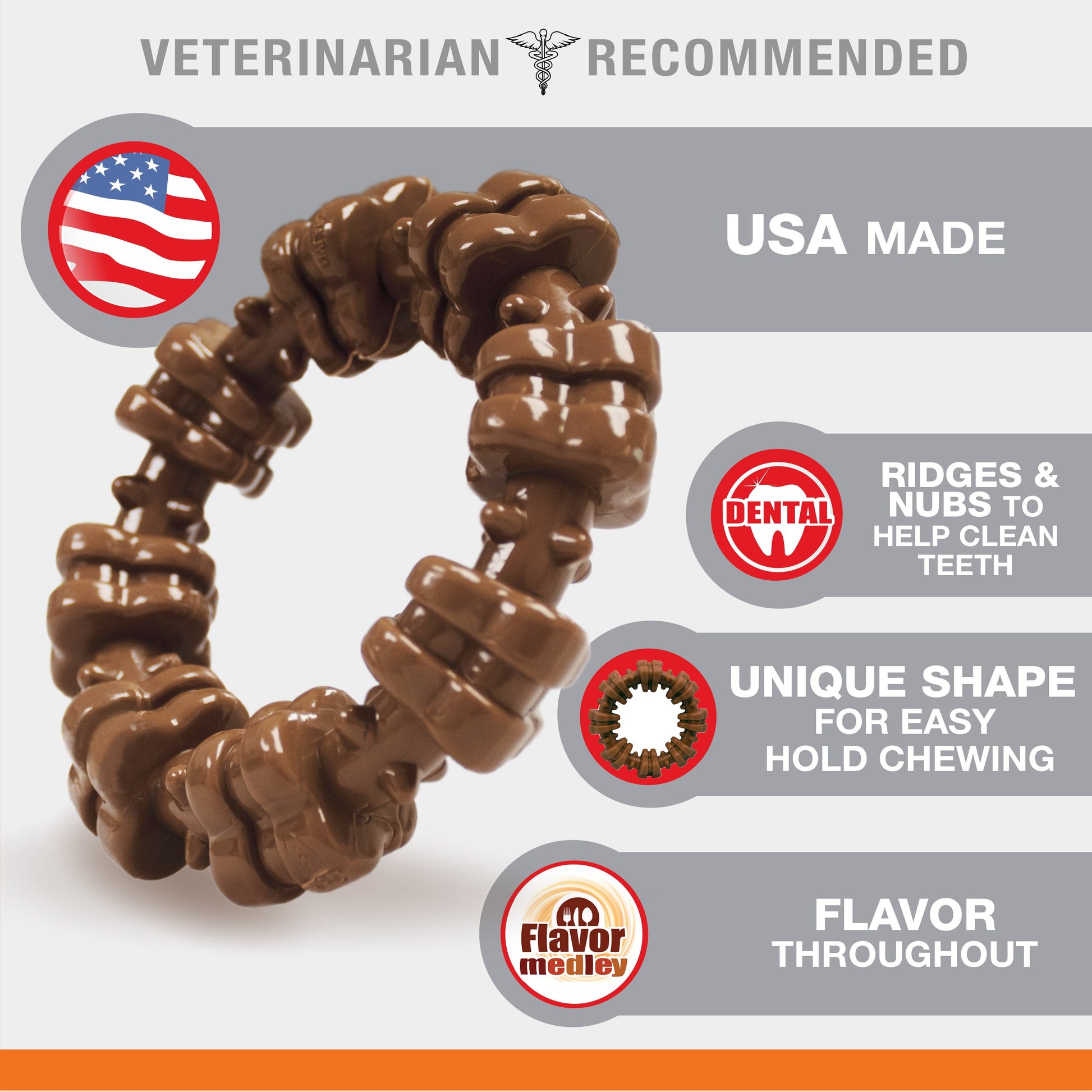 Nylabone Power Chew Textured Dog Ring Dog Toy Flavor Medley, view 2