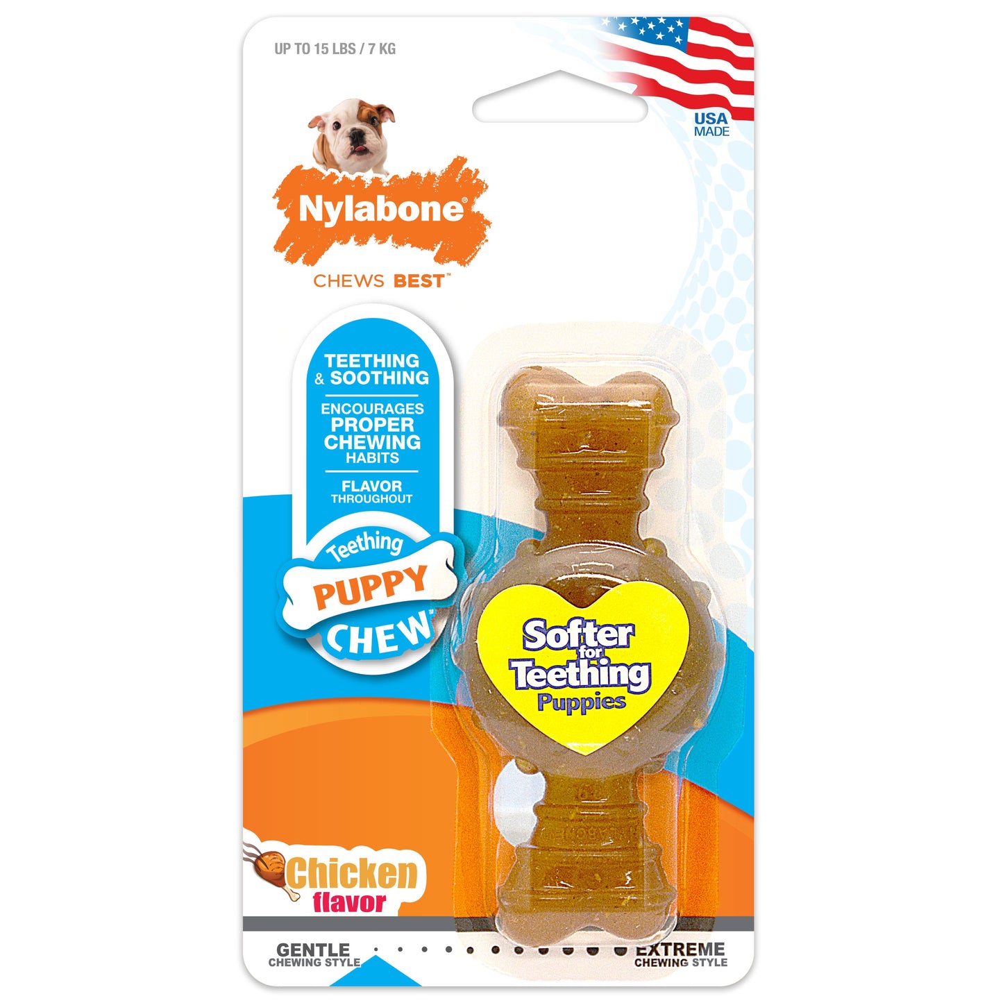 Nylabone Puppy Ring Bone Teething Dog Toy for Puppies Chicken