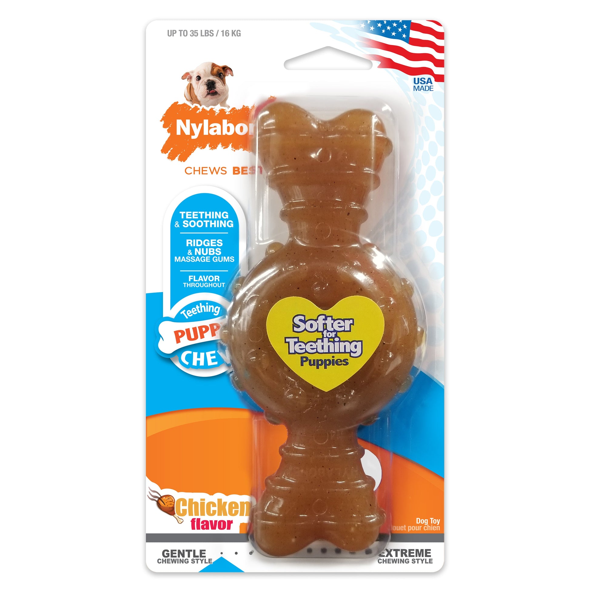 Nylabone Puppy Ring Bone Teething Dog Toy for Puppies Chicken