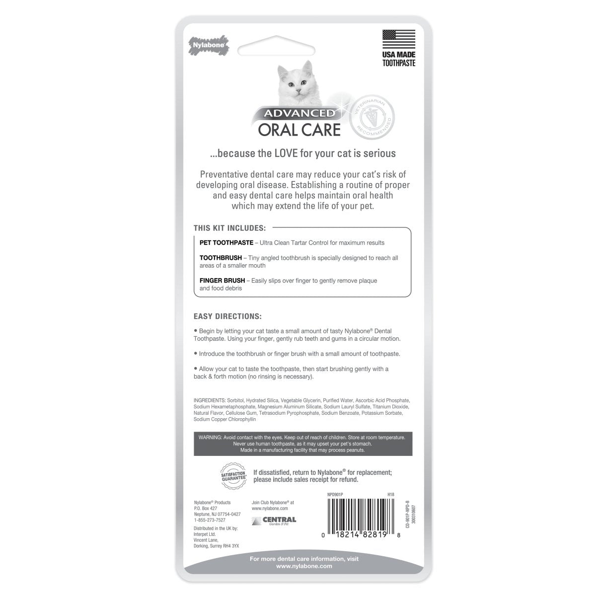 Nylabone Advanced Oral Care Cat Dental Kit Original, 1ea/2.5 oz 3 ct - Pets Perfect