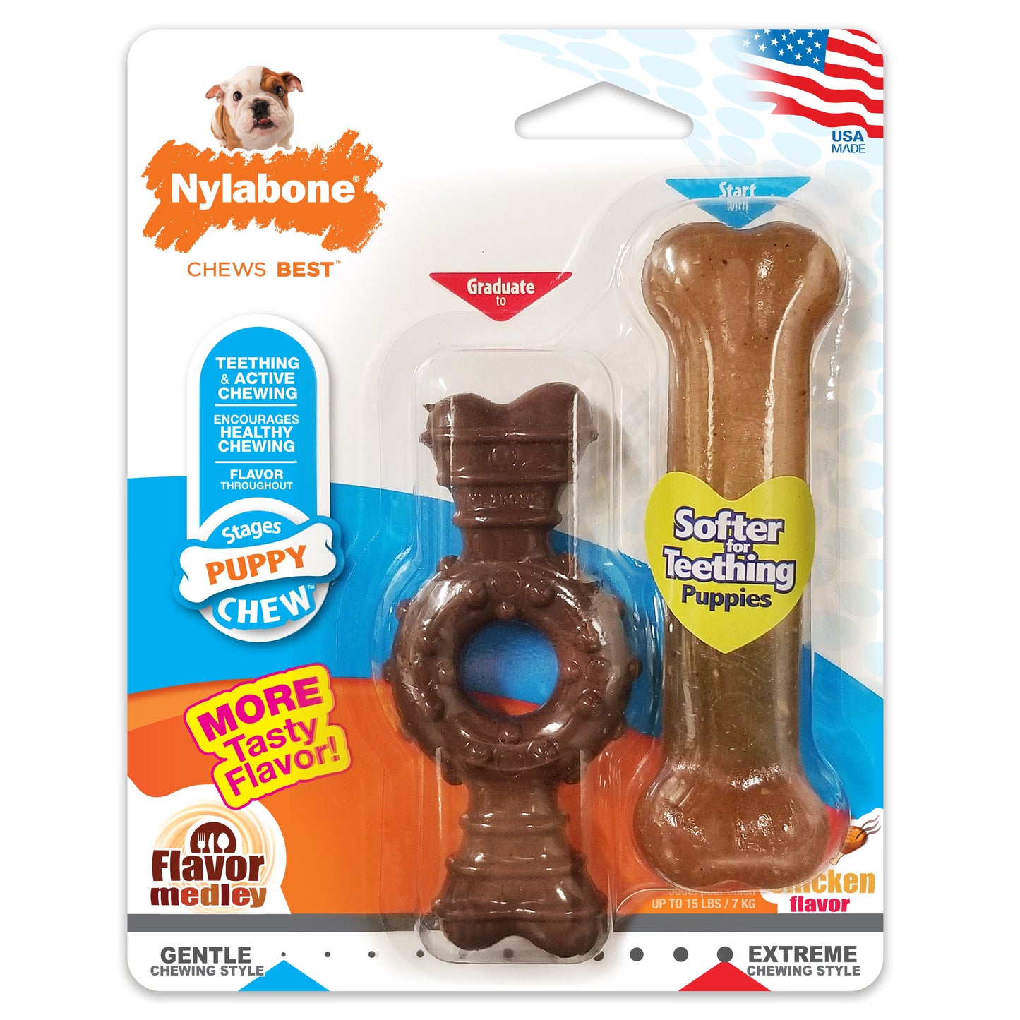 Nylabone Just for Puppies Teething Dog Chew Ring Bone Flavor Medley