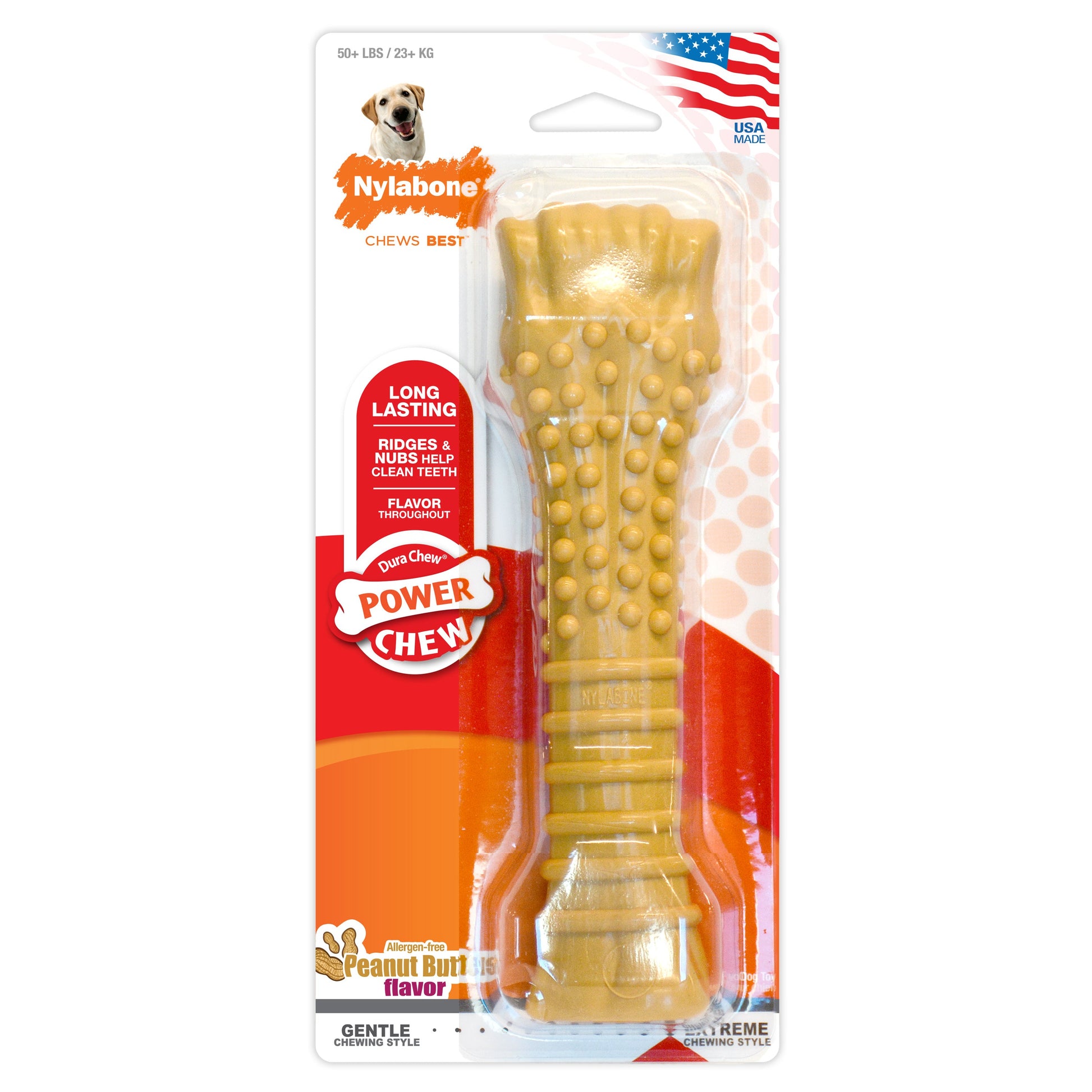 Nylabone Power Chew Dog Toy Peanut Butter, X-Large/Souper 50 lb. 1 ct