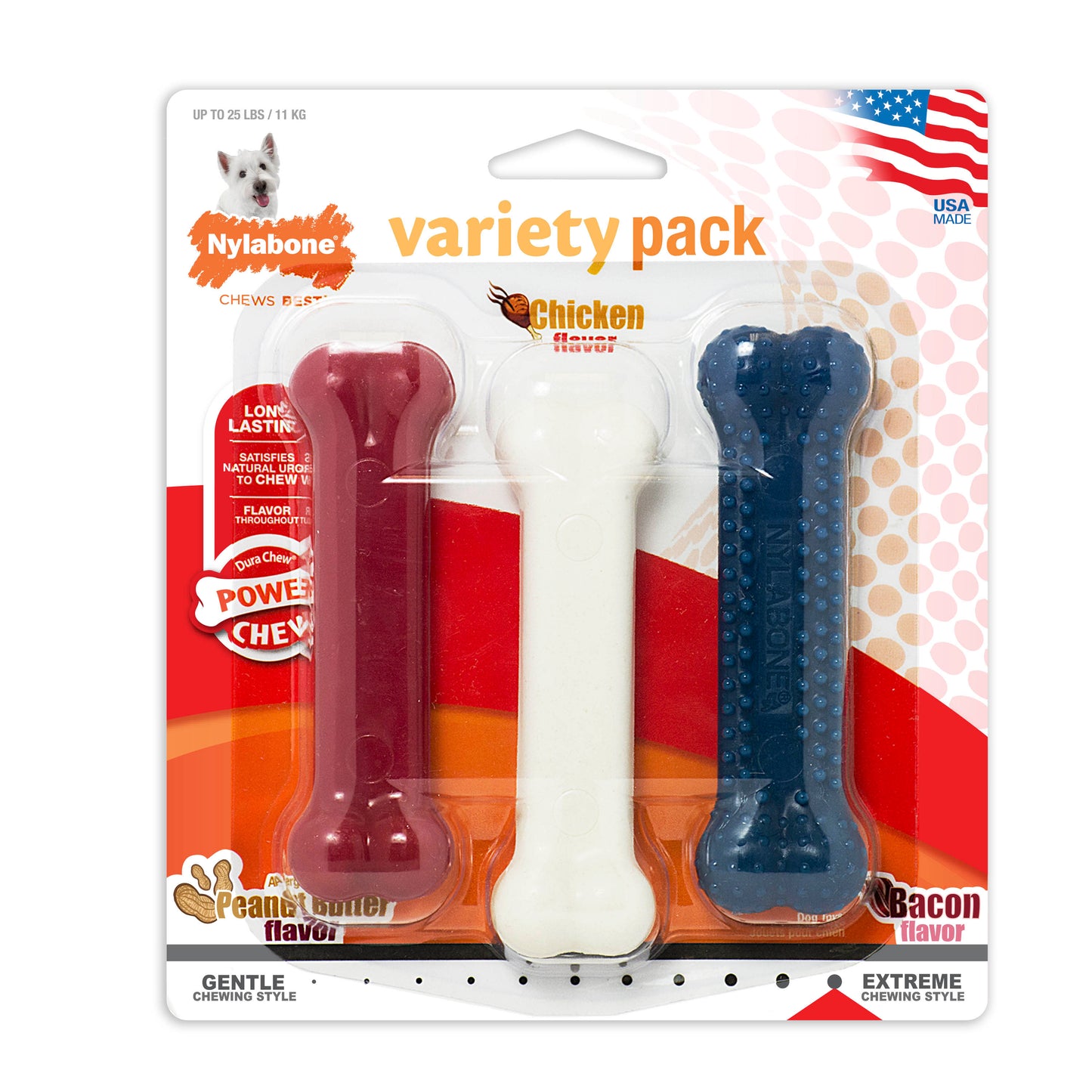Nylabone Power Dog Chew Variety Triple Pack Chicken
