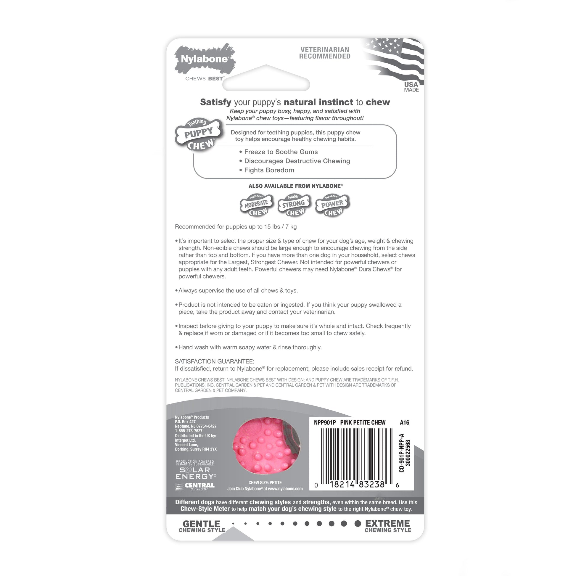 Nylabone Puppy Teething Soothing Flexible Chew Dog Toy Chicken, Pink, view 10