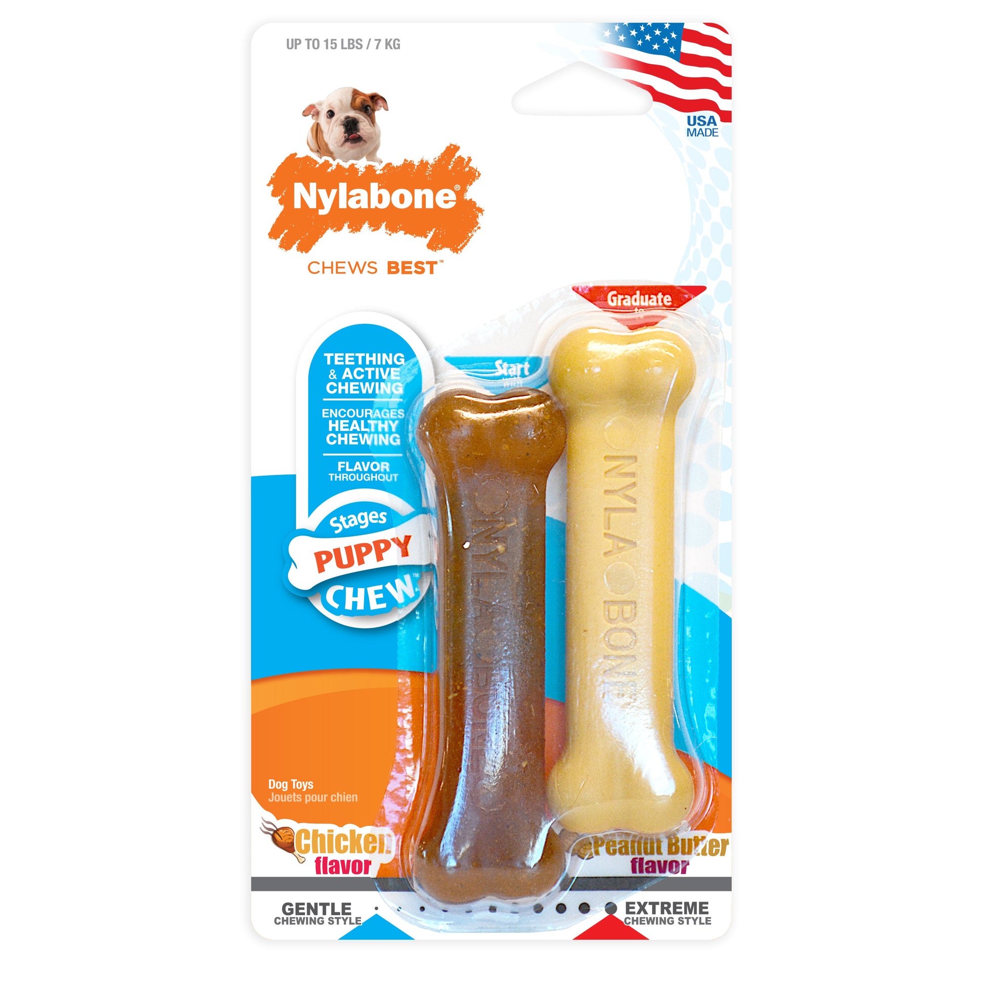 Nylabone Classic Puppy Chew Flavored Durable Dog Chew Toy Chicken