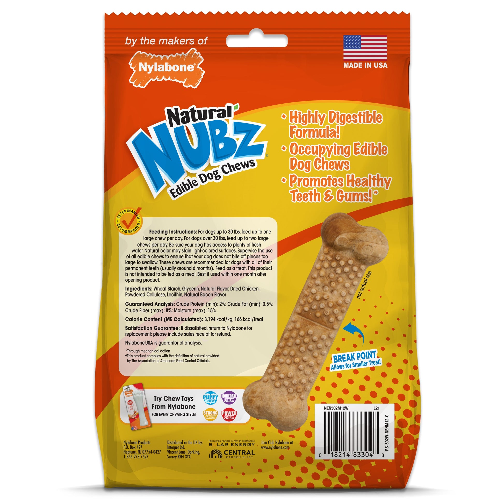 Nylabone Natural Nubz Chicken Dog Treats Chicken, Large 30 lb. 12 ct, view 10