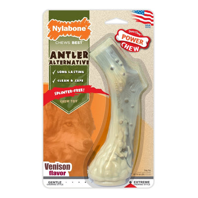 Nylabone Power Chew Antler Dog Chew Alternative Venison, Large/Giant up to 50 lb 1 ct - Pets Perfect