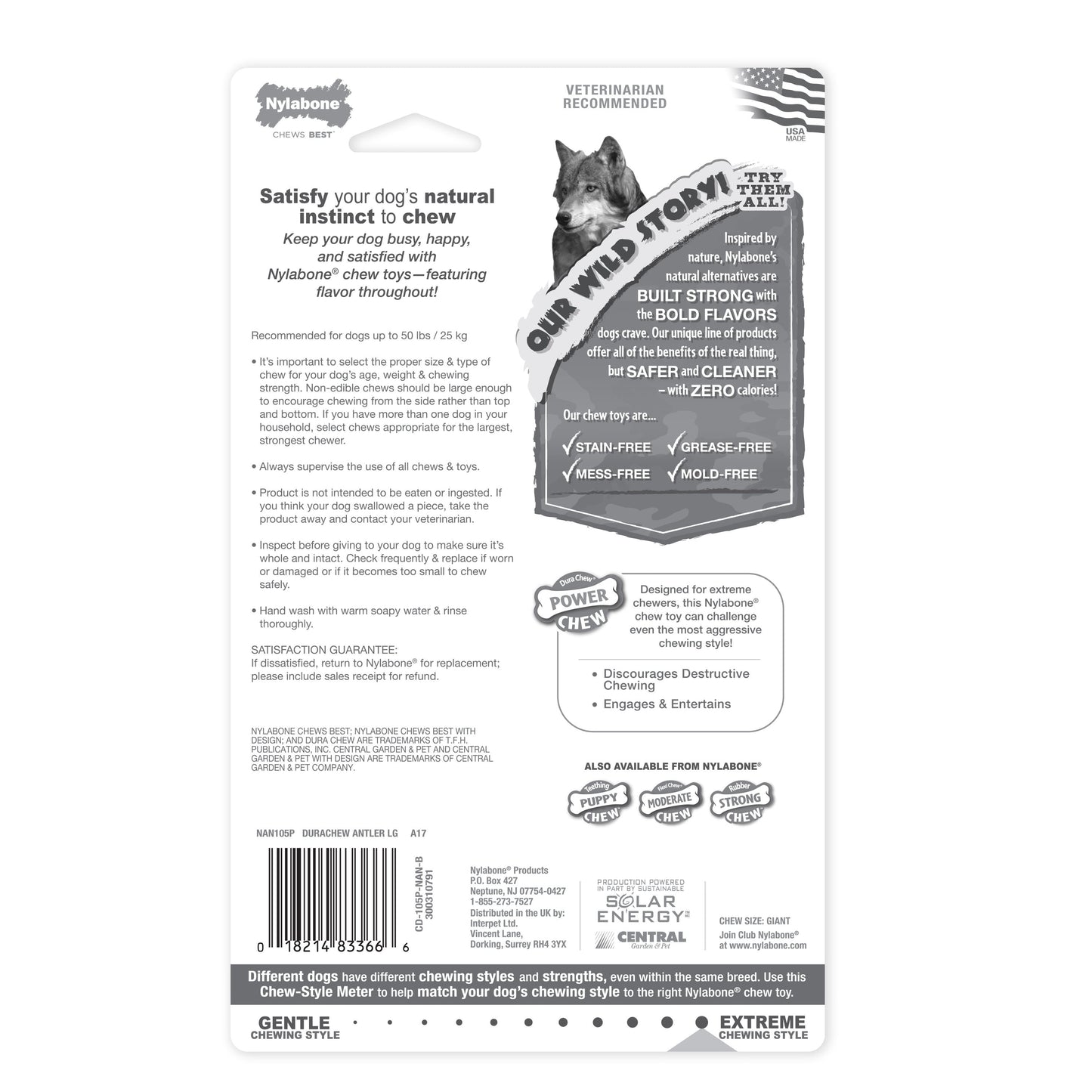 Nylabone Power Chew Antler Dog Chew Alternative Venison, 50 lb 1 ct, view 7