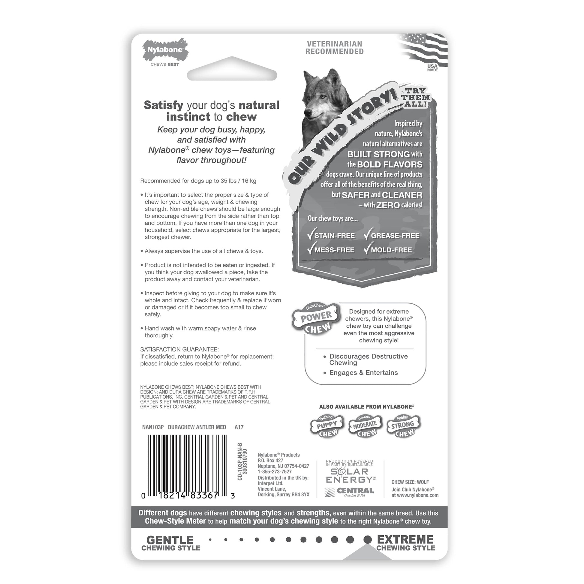 Nylabone Power Chew Antler Dog Chew Alternative Venison, 35 lb 1 ct, view 8