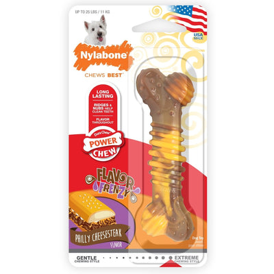 Nylabone Flavor Frenzy Power Chew Durable Dog Chew Toy Philly Cheesesteak Small/Regular, up to 25 lb - Pets Perfect
