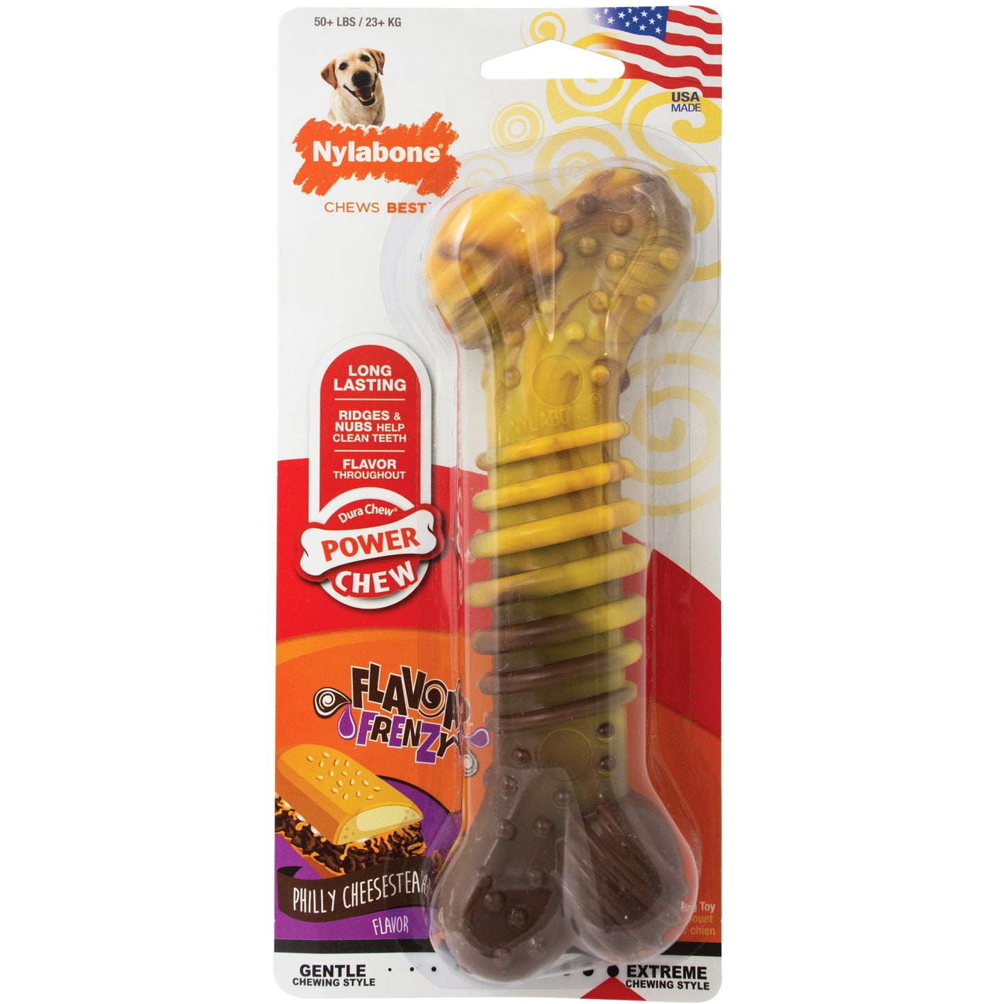 Nylabone Flavor Frenzy Power Chew Durable Dog Chew Toy Philly