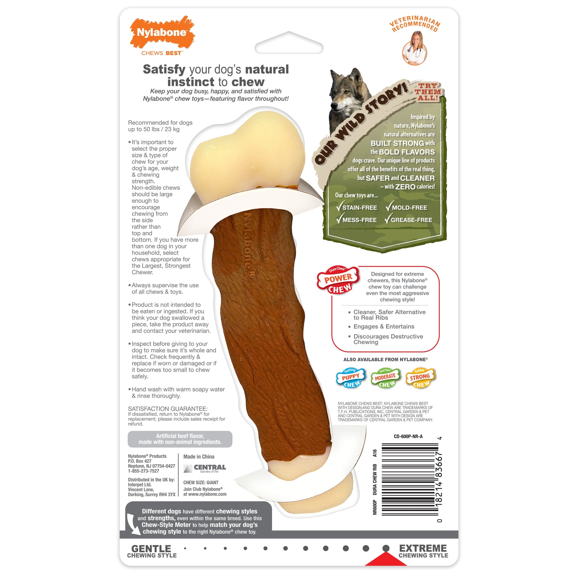 Nylabone Power Chew Marrow Bone Alternative Dog Chew Toy Beef, view 8