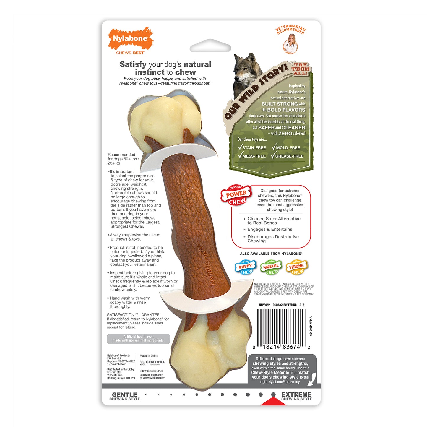 Nylabone Power Dog Chew Femur Dog Bone Alternative Beef, view 11