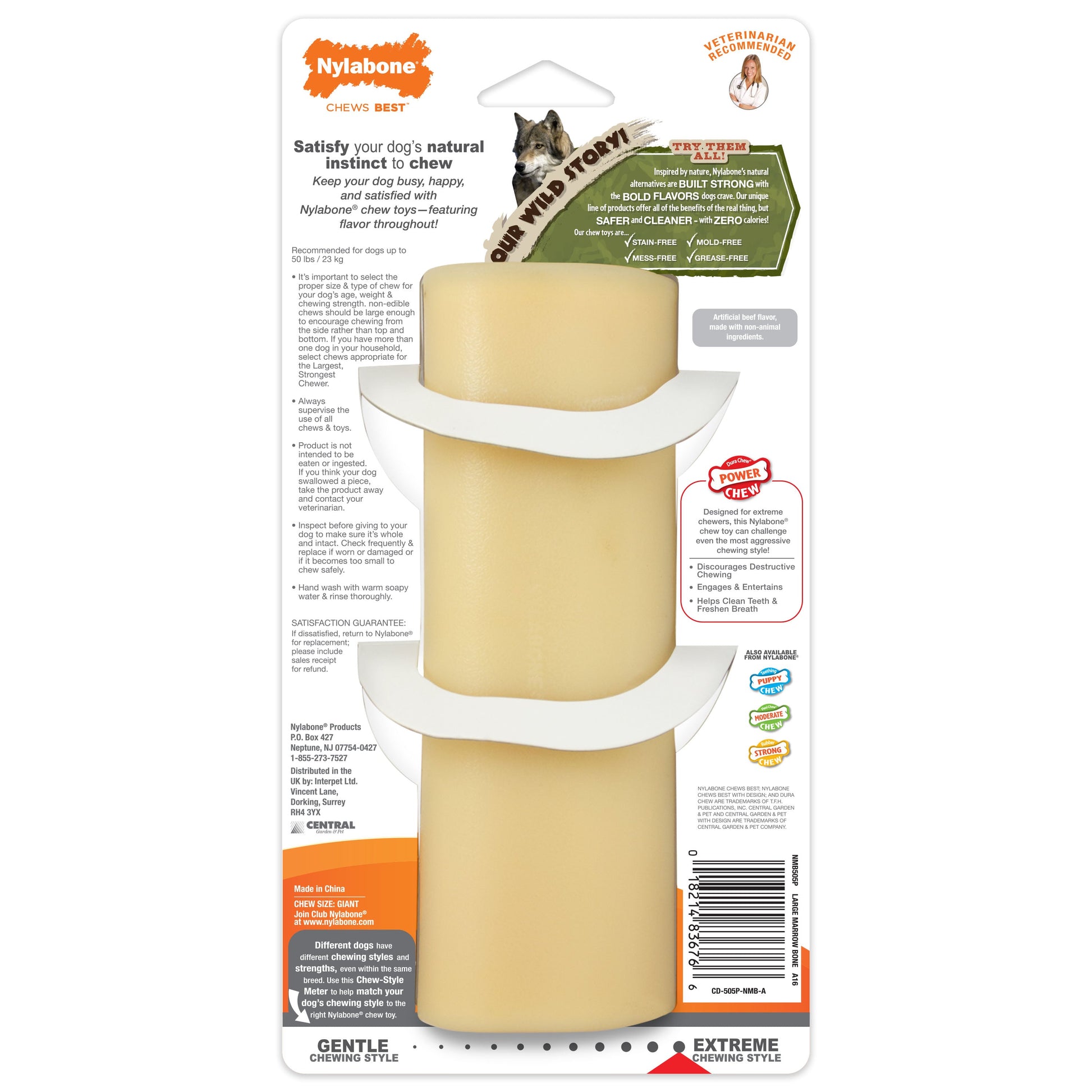Nylabone Power Chew Giant Marrow Bone Alternative Beef Flavor Dog Chew, view 7