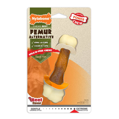 Nylabone Power Dog Chew Femur Dog Bone Alternative Beef Medium/Wolf, up to 35 lb - Pets Perfect
