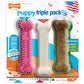 Nylabone Puppy Chew Variety Dog Toy Treat Triple Pack Chicken Lamb