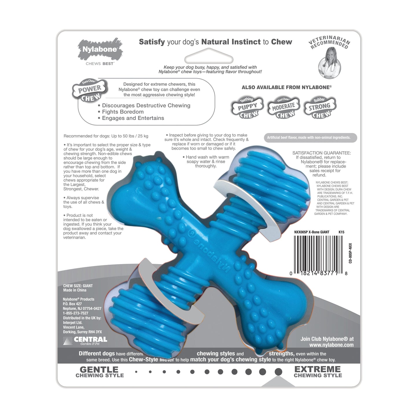 Nylabone Power Chew Comfort Hold x Bone Dog Toy Beef, 50 lb 1 ct, view 7