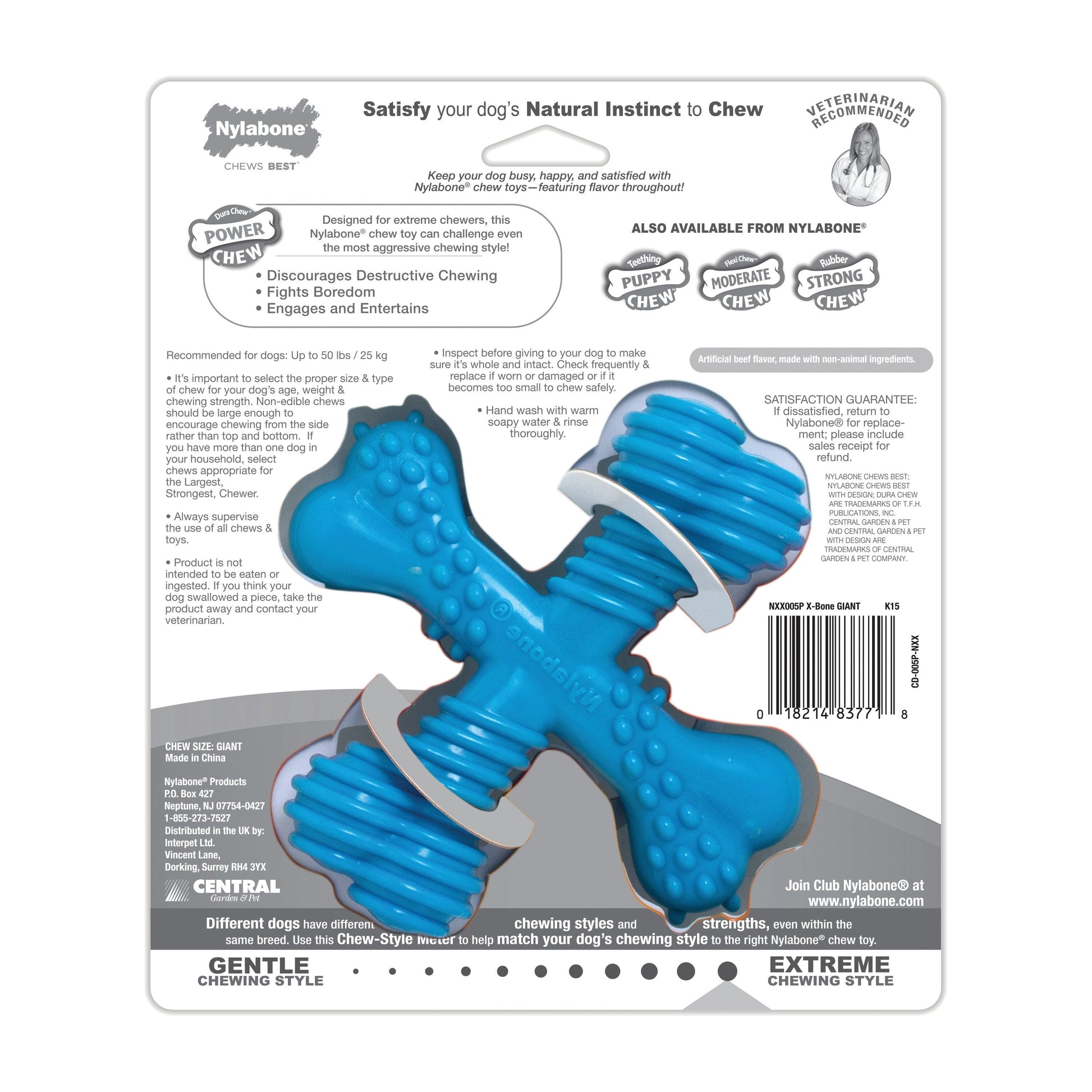 Nylabone Power Chew Comfort Hold x Bone Dog Toy Beef, 50 lb 1 ct, view 7