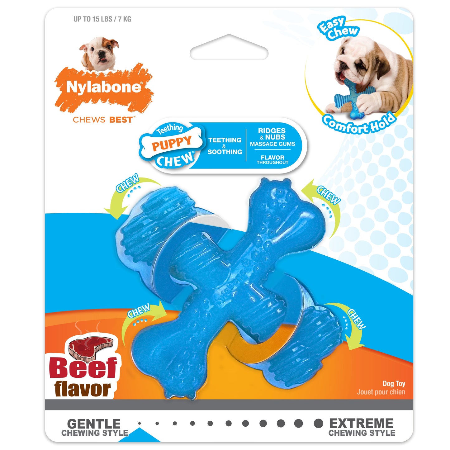 Nylabone Puppy Chew Comfort Hold x Bone Dog Toy Beef
