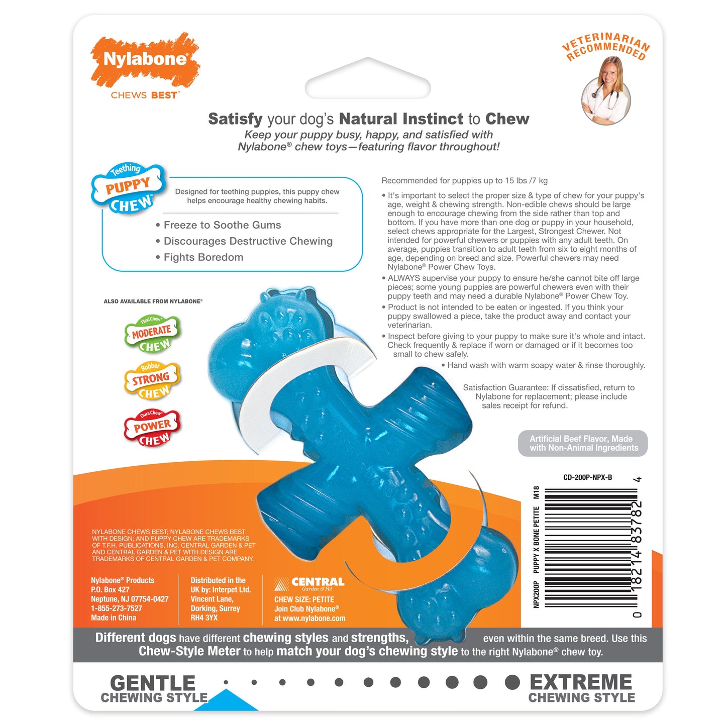 Nylabone Puppy Chew Comfort Hold x Bone Dog Toy Beef, view 9