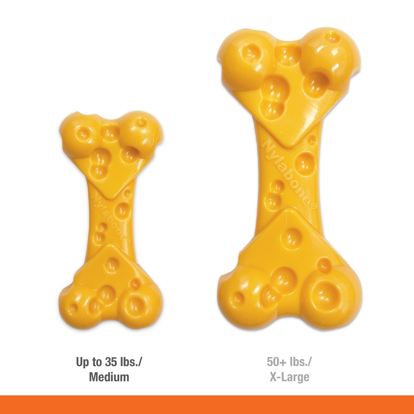 Nylabone Power Chew Cheese Dog Toy Cheese, Medium/Wolf up to, view 3