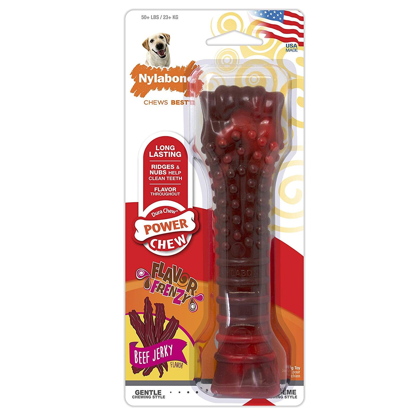 Nylabone Flavor Frenzy Power Chew Durable Dog Chew Toy Beef Jerky