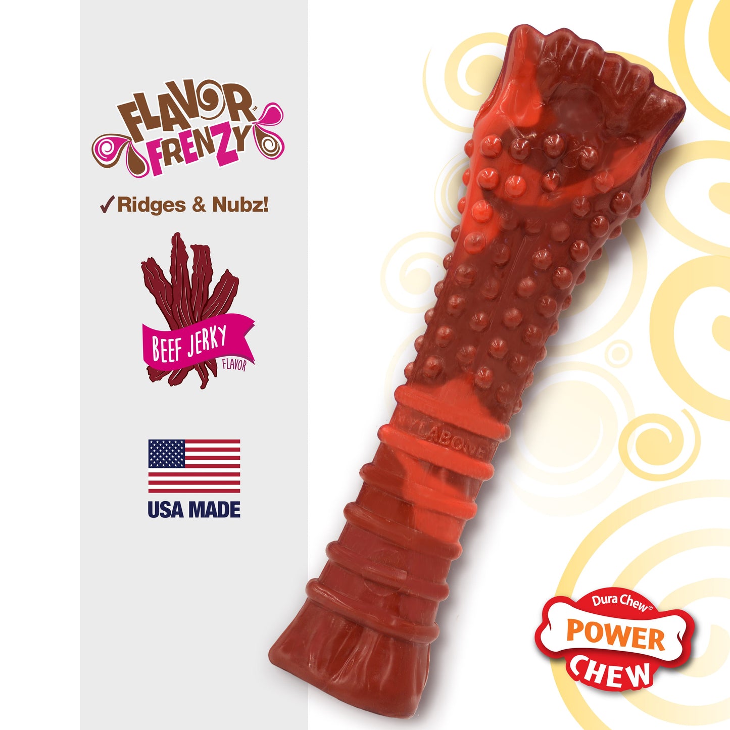 Nylabone Flavor Frenzy Power Chew Durable Dog Chew Toy Beef Jerky, view 2