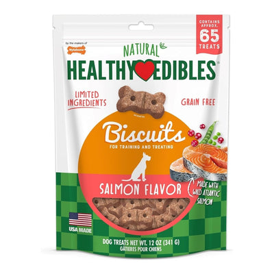 Nylabone Healthy Edibles Biscuits Grain-Free Dog Treats Salmon 12 oz - Pets Perfect
