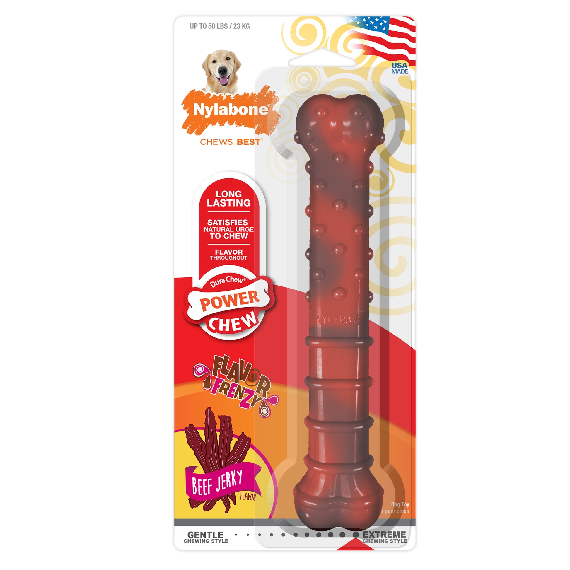 Nylabone Flavor Frenzy Power Chew Durable Dog Chew Toy Beef Jerky